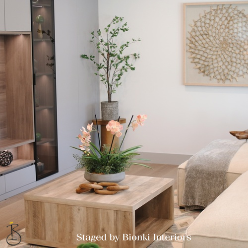 Luxury bedroom detail styling featuring curated accessories and natural textures. Styled by Bionki Interiors.